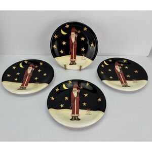 Certified Int'l Christmas Becca Barton Midnight Santa 8" Dessert Plates Set Of 4